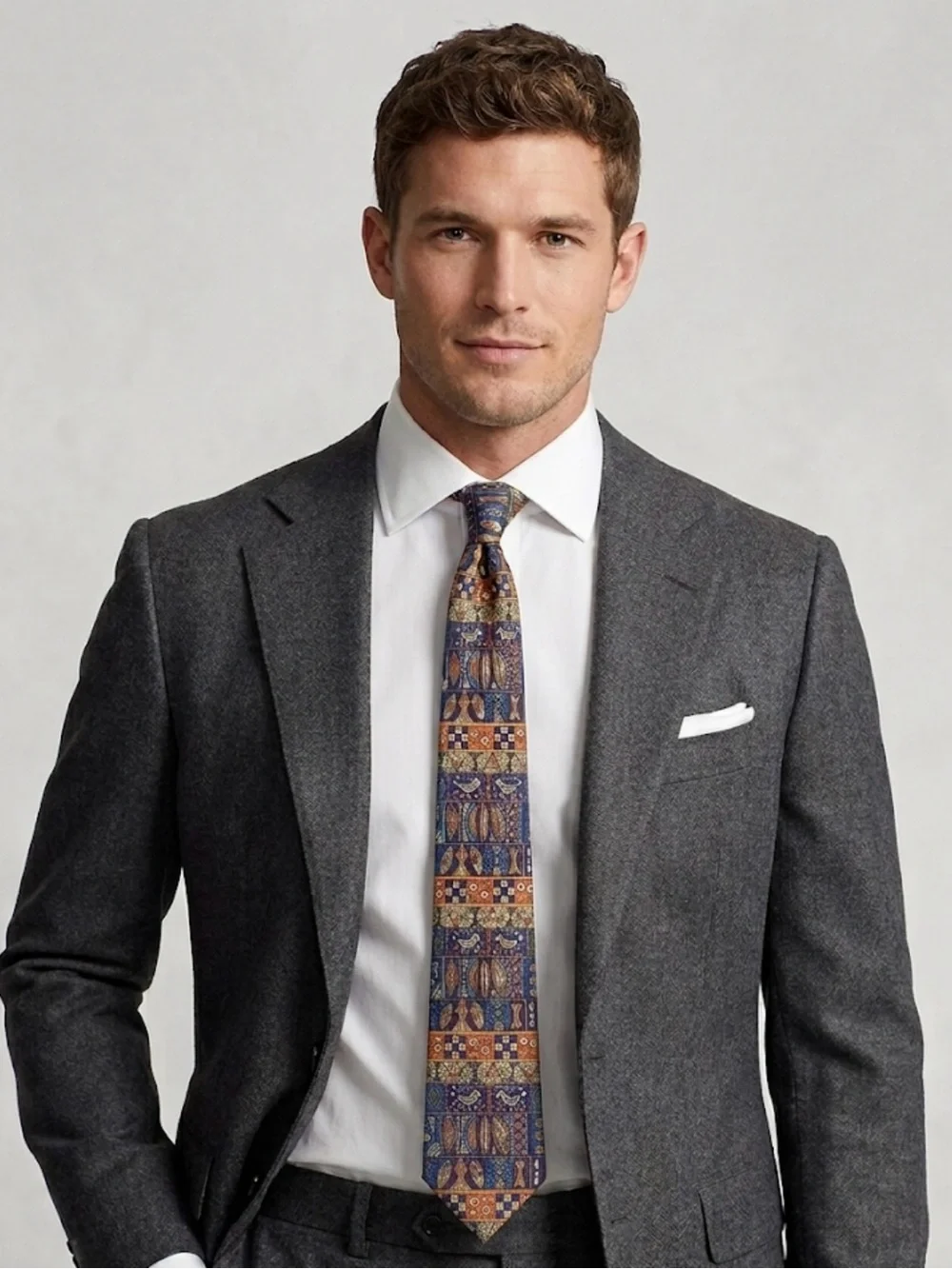 Hermes Blue and orange Patterned Silk Tie